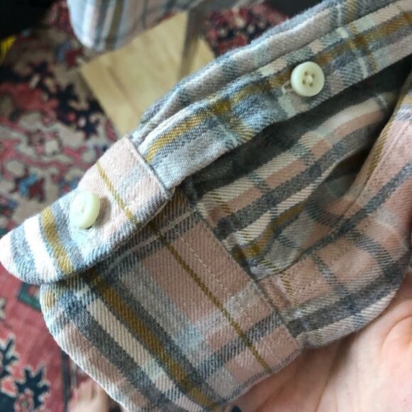 Madewell 100% Cotton Pink Grey Flannel Button Front XS - Picture 5 of 7
